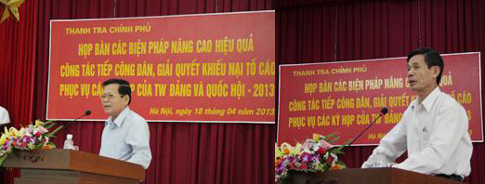 Chủ tịch UBND tỉnh Tiền Giang Nguyễn Văn Khang, Thứ trưởng Bộ Tài nguyên Môi trường Chu Phạm Ngọc Hiển tham luận