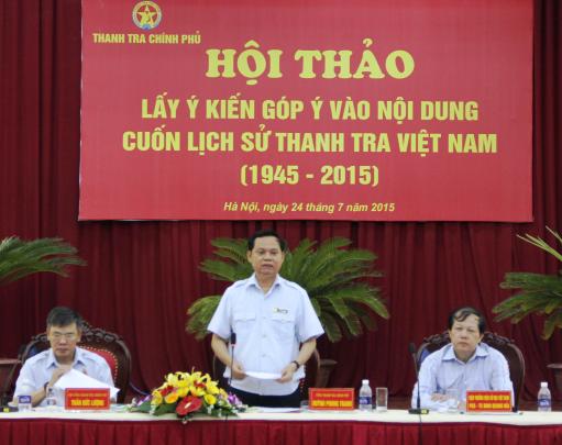 Hội thảo lấy ý kiến góp ý nội dung dự thảo cuốn lịch sử thanh tra Việt Nam...