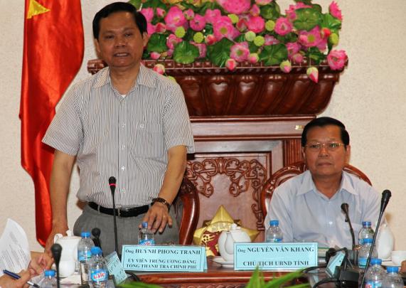 Tổng Thanh tra Chính phủ Huỳnh Phong Tranh làm việc tại tỉnh Tiền Giang