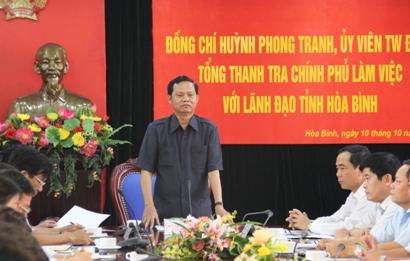 Tổng Thanh tra Chính phủ Huỳnh Phong Tranh làm việc với Lãnh đạo UBND tỉnh...