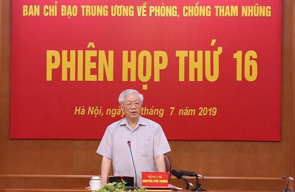Ban Chỉ đạo Trung ương về phòng, chống tham nhũng họp Phiên thứ 16