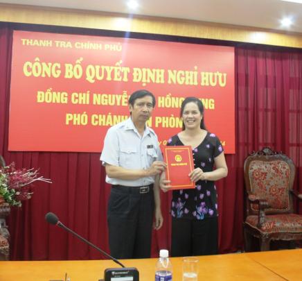 Phó Chánh Văn phòng TTCP Nguyễn Thị Hồng Dung nghỉ hưu theo chế độ