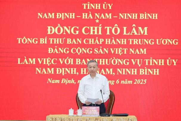 Tổng Bí thư Tô Lâm làm việc với Ban Thường vụ Tỉnh ủy Hà Nam, Nam Định, Ninh Bình