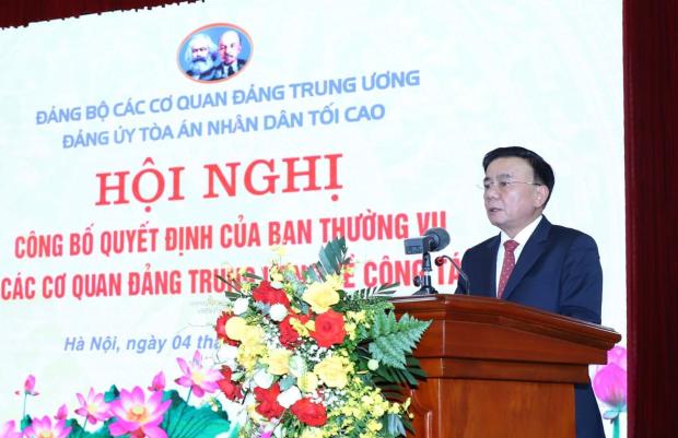 Đồng chí Nguyễn Văn Quảng giữ chức Bí thư Đảng ủy Toàn án nhân dân Tối cao